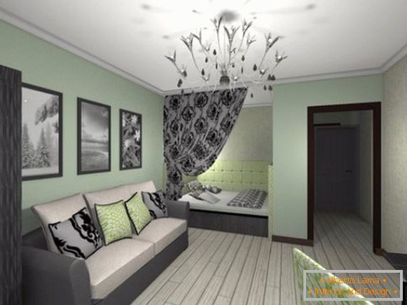 Design d'appartement d'une pièce dans un style moderne - фото 7