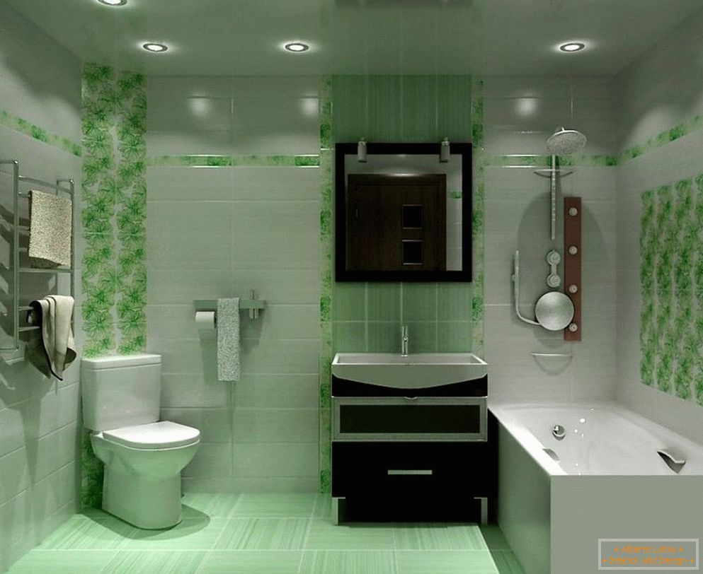 Une salle de bain dans les tons de vert