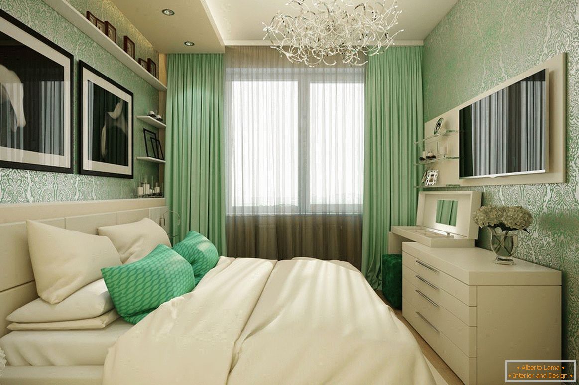 Chambre aux couleurs beige-vert