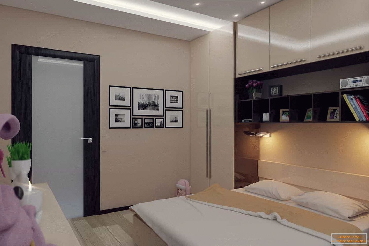 Design de chambre à coucher de style Art Nouveau 13 m².