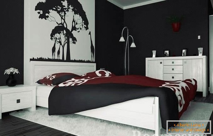 Décoration de chambre noire et blanche pour un style classique