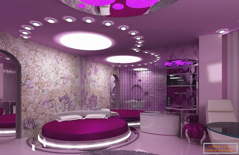 Chambre violette dans un style moderne