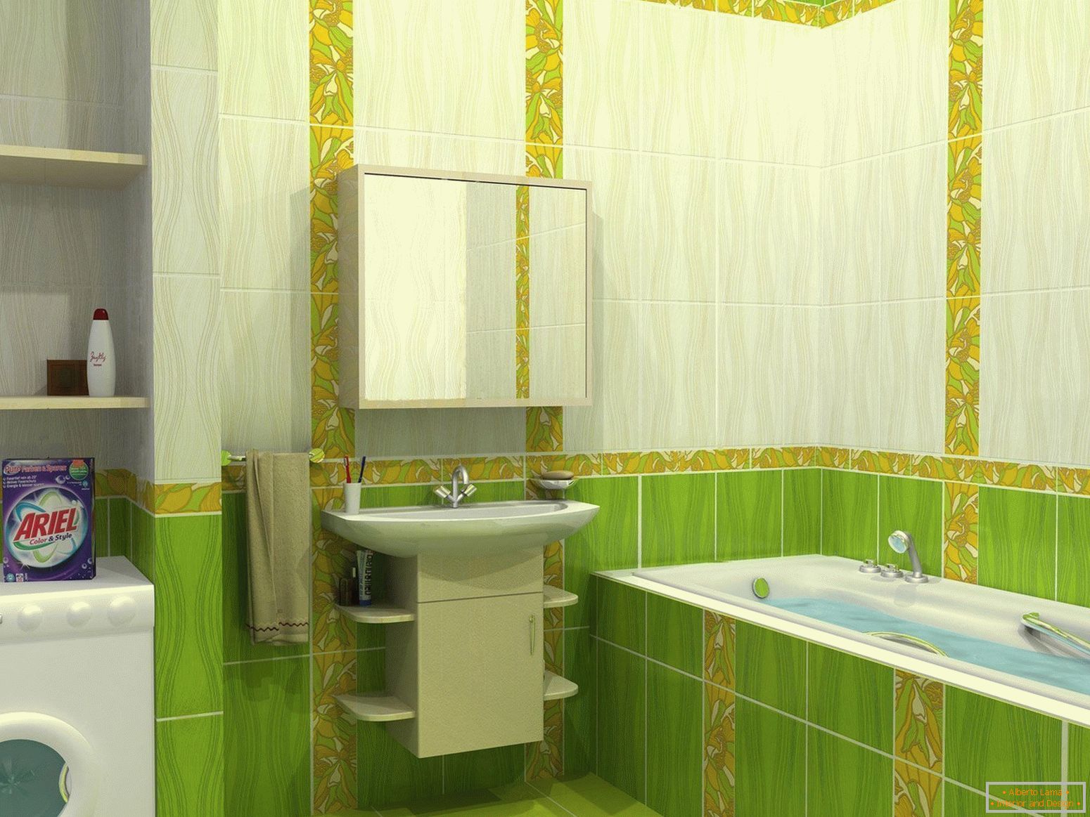Design de salle de bain dans les tons verts