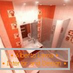 Conception d'une salle de bain étroite dans les tons orange
