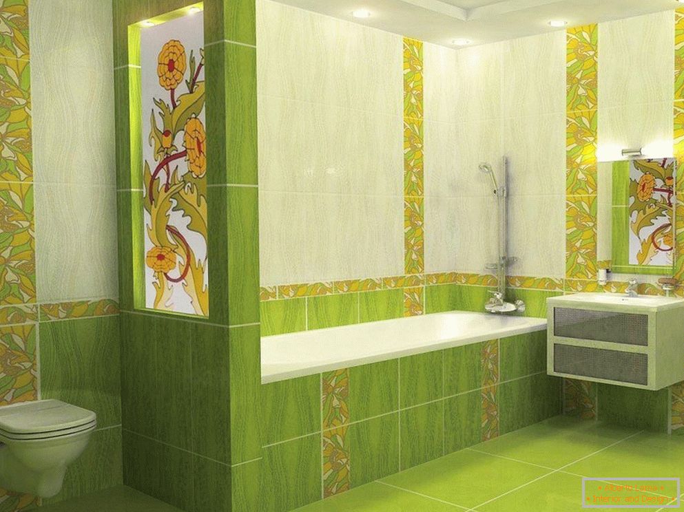 Salle de bain aux couleurs vertes