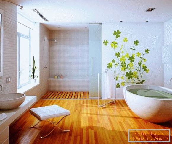 Design de salle de bain avec parquet