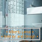 Blocs de verre dans le design de la salle de bain