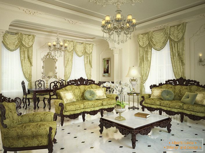 Décorer un salon spacieux de style baroque.