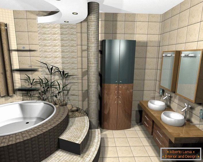 Projet de salle de bain dans le style d'un étudiant en design Art Nouveau.
