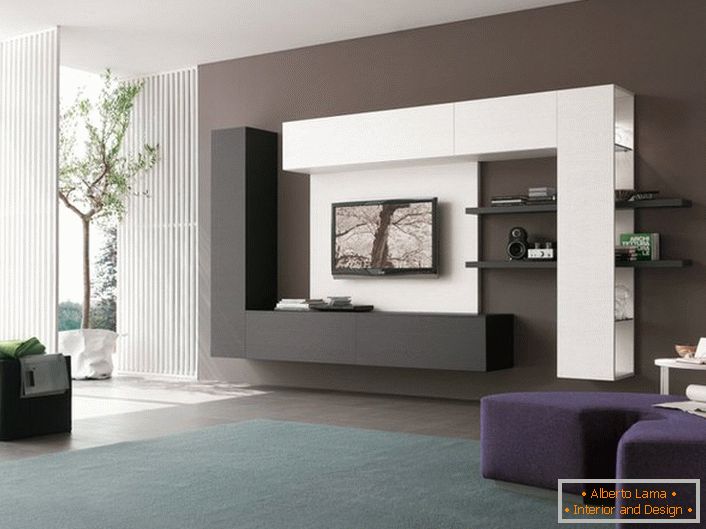 Une combinaison intéressante de meubles blancs et noirs dans le style