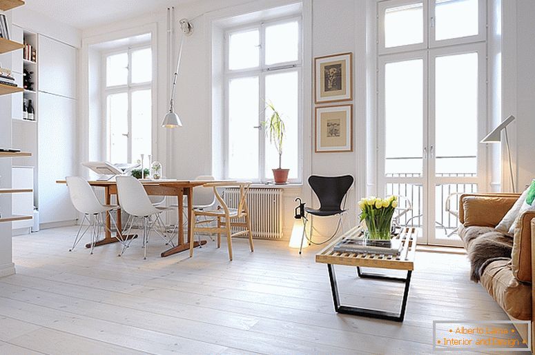 Salle à manger de petits appartements de luxe en Suède