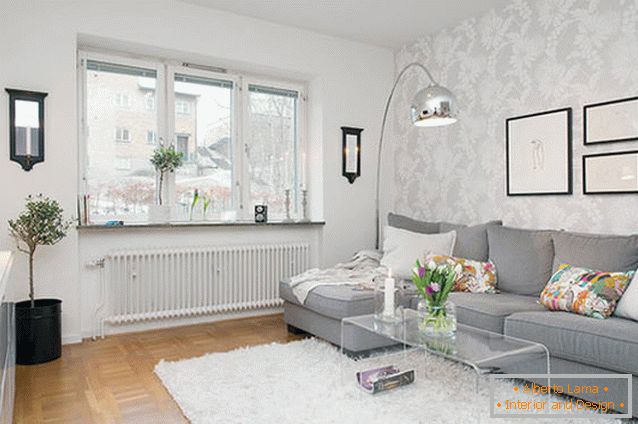 Salon d'un petit appartement à Göteborg