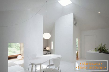 Intérieur d'une petite maison privée de couleur blanche