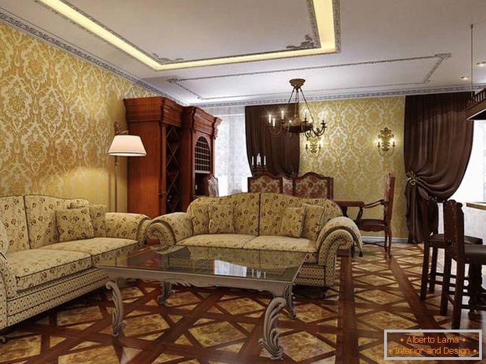 Une chambre lumineuse avec des meubles en bois brun foncé contrastants.