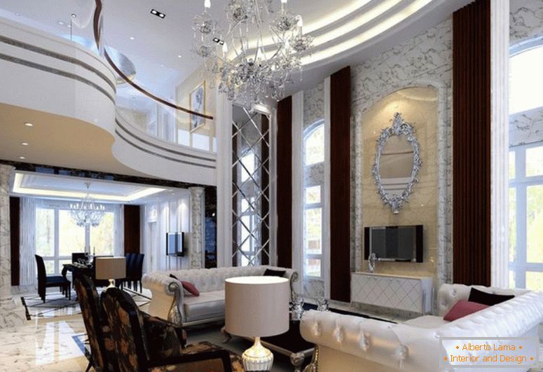 modèle de style néoclassique-villa-salon-salle à manger-modèle