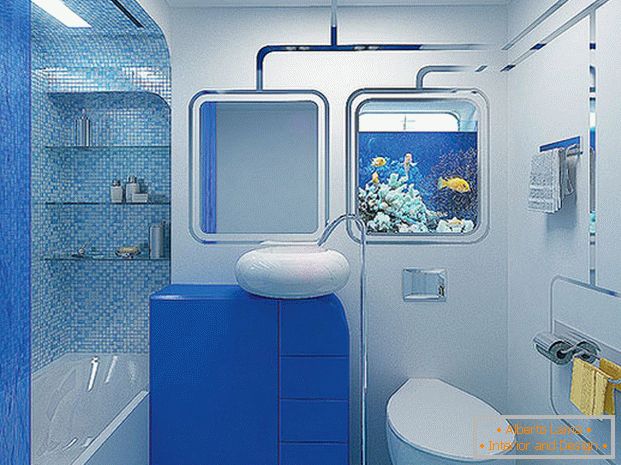 Salle de bain en couleur bleue