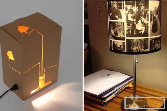 Lampes de table en carton et photographies