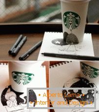Illustrations de Tomoko Sintani sur des lunettes Starbucks