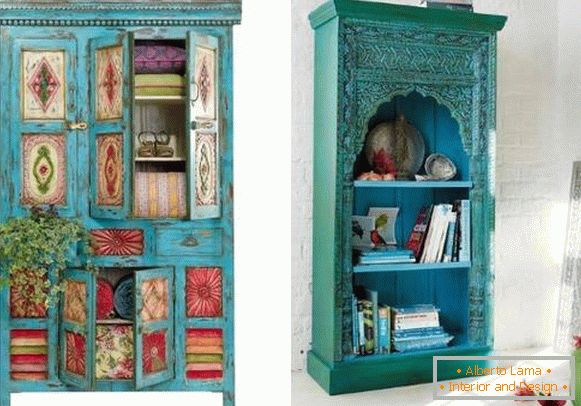 Meubles de style oriental - armoires turquoises de l'Inde