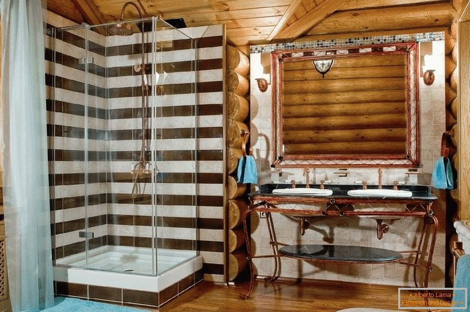 Salle de bain dans la maison en bois