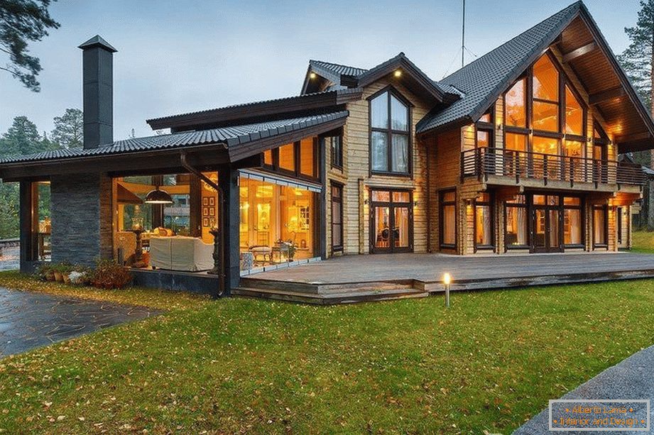 Intérieur d'une maison en bois