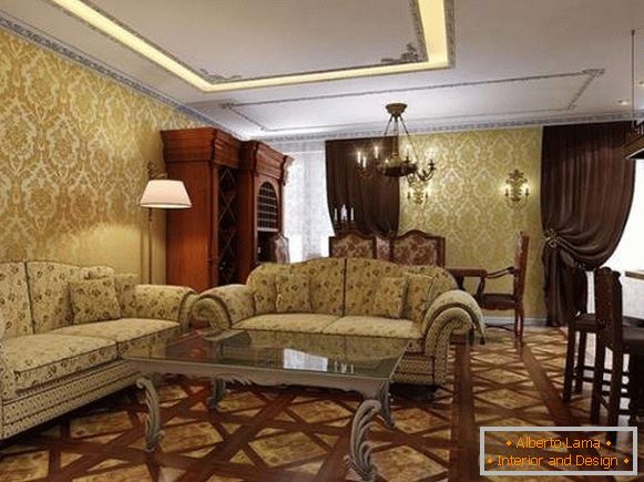 Design d'intérieur du salon dans une maison privée dans un style classique - sélection de photos