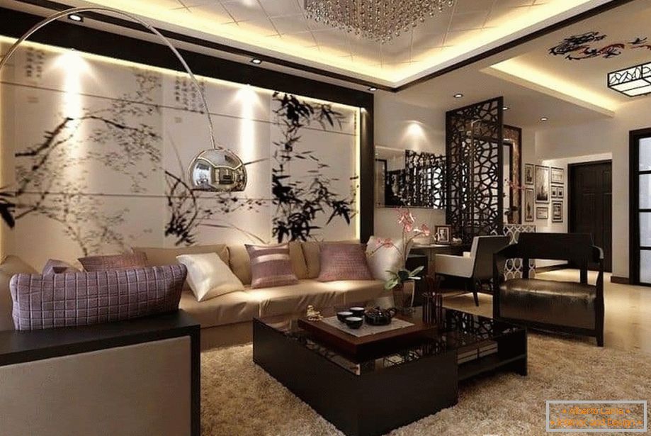Salon dans un style classique moderne с ковром на полу и панно на стене