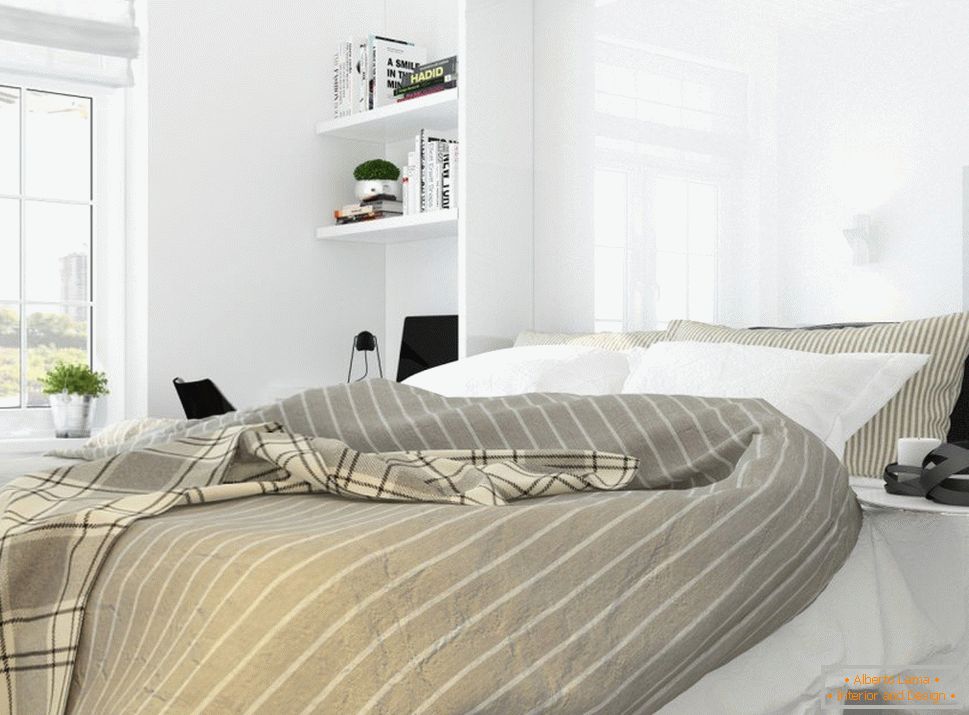 Design d'intérieur d'une chambre dans le style du minimalisme blanc
