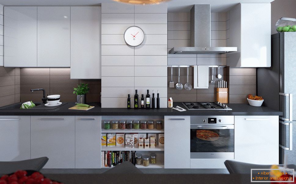 Intérieur d'un petit appartement aux couleurs claires - дизайн кухни