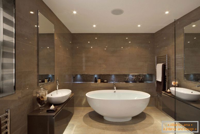 modern-salle de bain design-with-rounded-white-ceramic-stand-alone-bathtub-combined-with-dark-brown-glossy-melamine-floating-vanity-as-well-as-small-bathroom-remodel-and-bathroom-renovation-1138x7