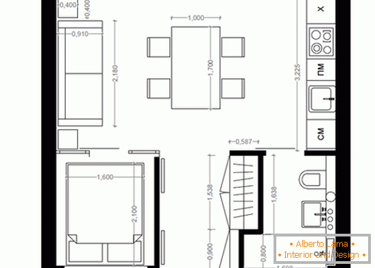 Planировка двухкомнатной квартиры в стиле лофт