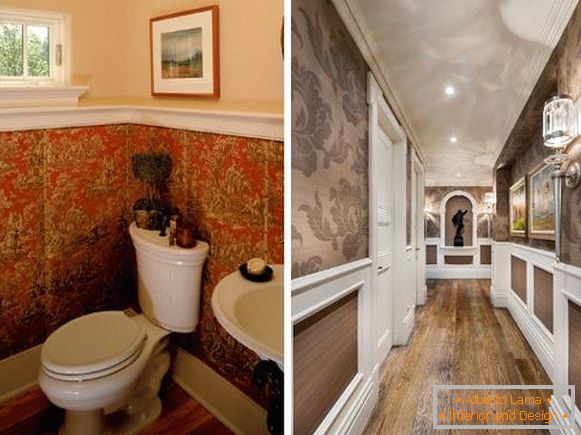 Comment combiner le papier peint entre eux - une photo d'une salle de bain et d'un couloir