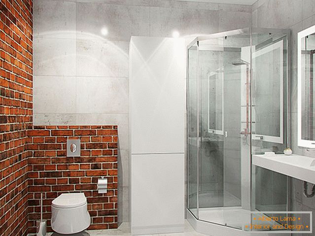 Intérieur d'une petite salle de bain combinée avec des toilettes