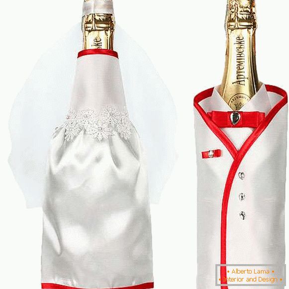 Comment décorer une bouteille de champagne de mariage de vos propres mains - les meilleures idées avec une photo