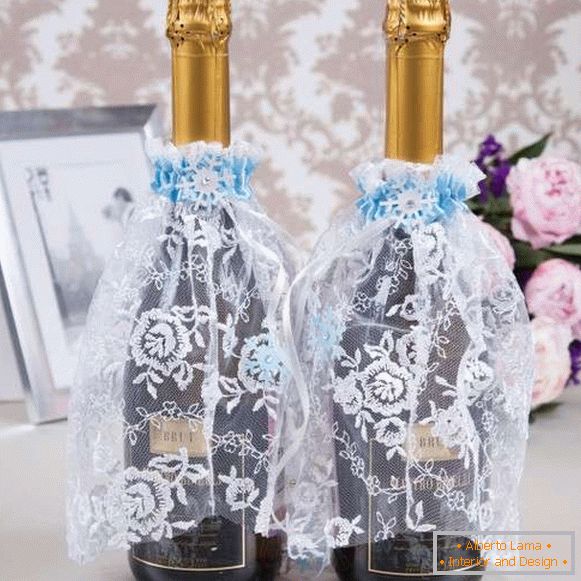 Comment décorer une bouteille de champagne de mariage - des idées avec vos propres mains