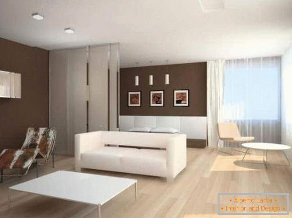 Design moderne d'un appartement de deux pièces dans le style du minimalisme