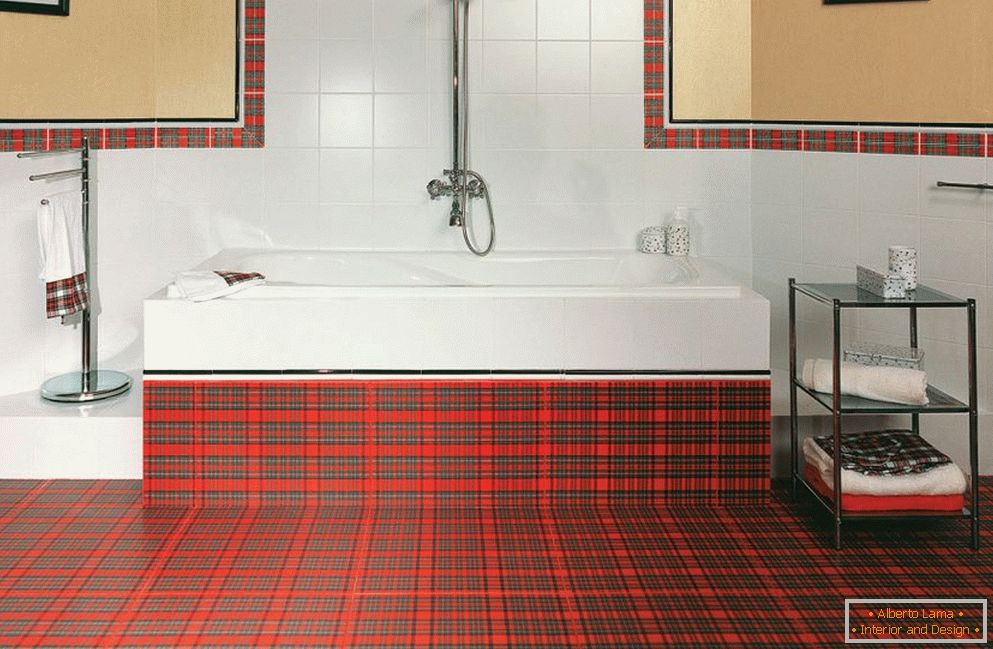 Cellule écossaise dans le design de la salle de bain