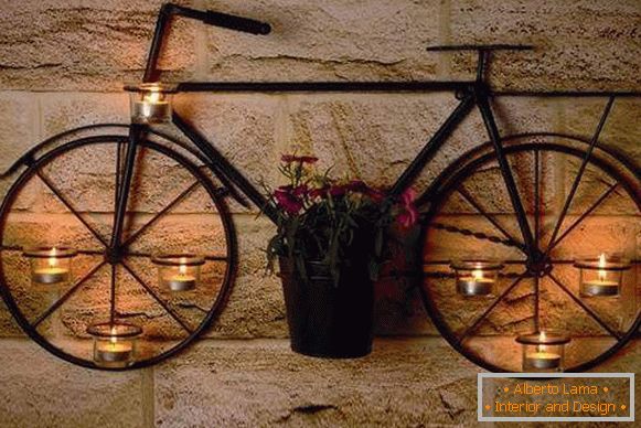 Bougeoir forgé créatif Vélo - photo sur le mur