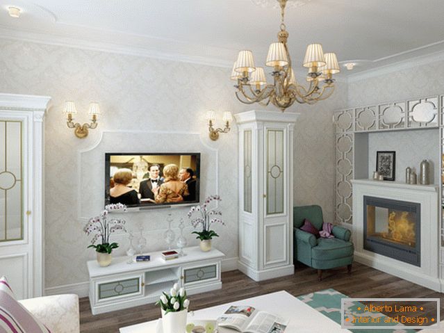 Exemple d'aménagement intérieur d'un petit salon sur la photo