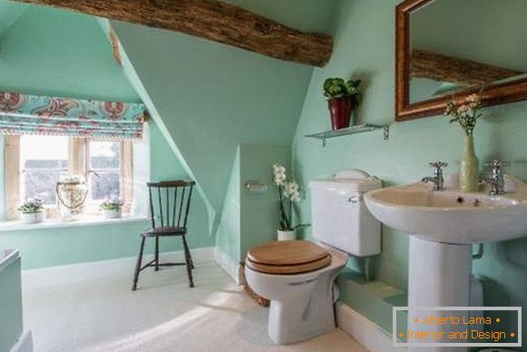 De beaux intérieurs de salles de bains - une photo d'une salle de bain de couleur vert menthe