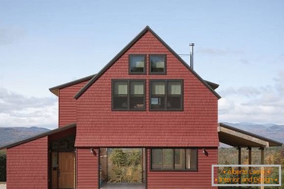 Combinaison à la mode des couleurs de toit et de façade 2016: rouge et noir
