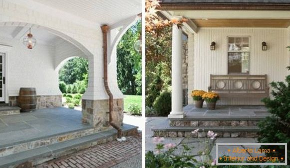 Carrelage en pierre pour les marches du porche d'une maison privée