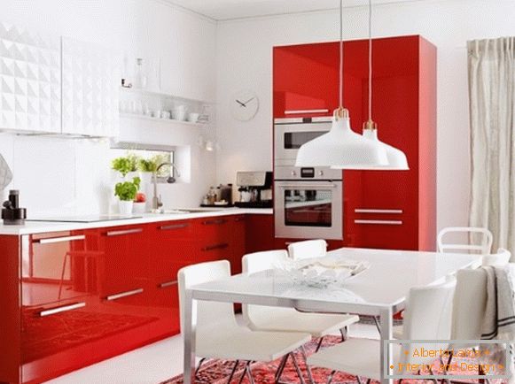 Conception d'une cuisine rouge blanche photo 13
