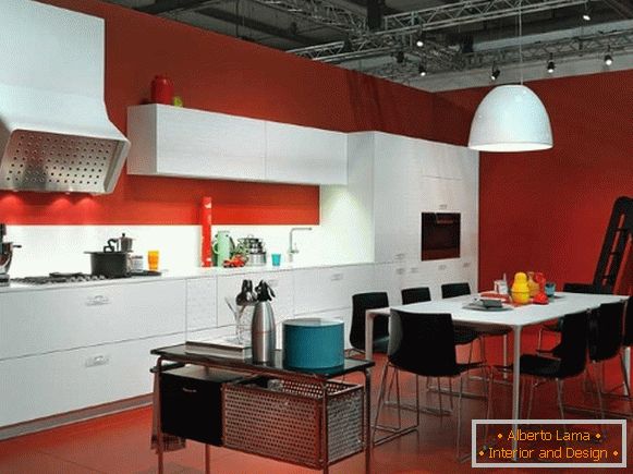Conception d'une cuisine rouge blanche photo 23