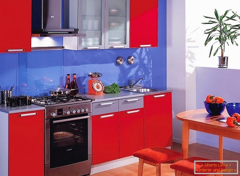 Cuisine bleue et rouge