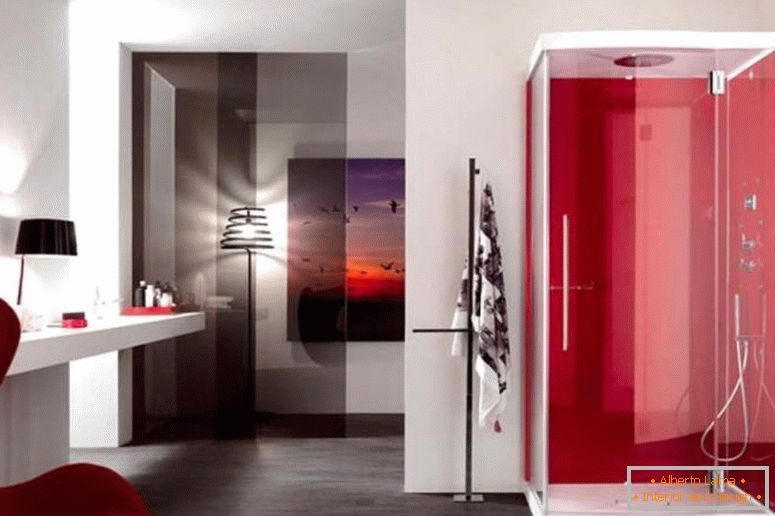 confortable-oeuf-chaise-sur-génial-rouge-salle-de-bain-design-feat-verre-porte-de-douche-plus-flottant-vanité