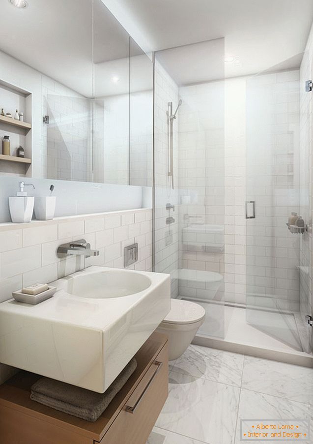 Petite salle de bain en couleur blanche