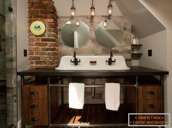 Lampes Edison à l'intérieur - photos de la salle de bain