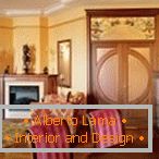 Design du salon avec cheminée dans le style marocain