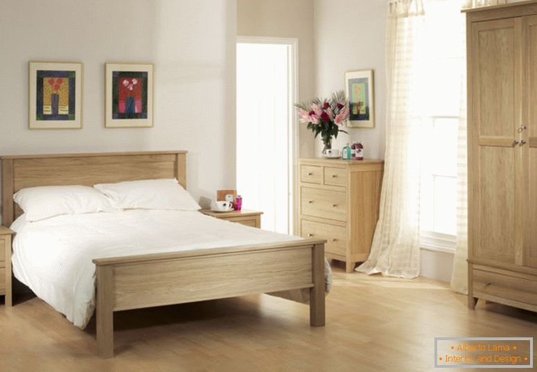 meubles de chambre à coucher de la crème et du chêne, idées de décoration de chambre à coucher modernes et romantiques